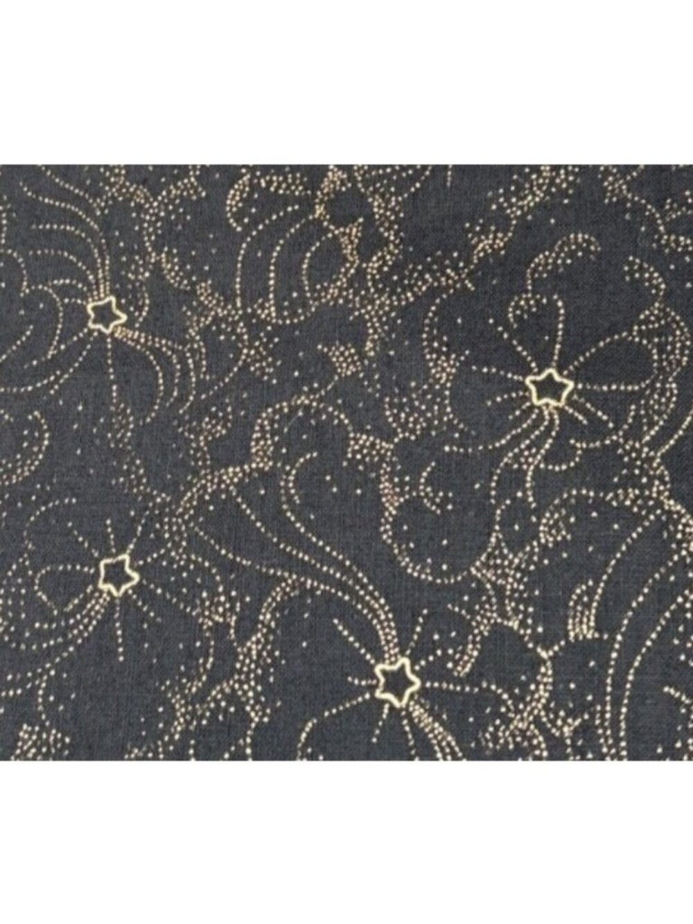 Possibilities Chapel House 1/2 yard 42" 1991 Gold Stars on Black Cotton Fabric
